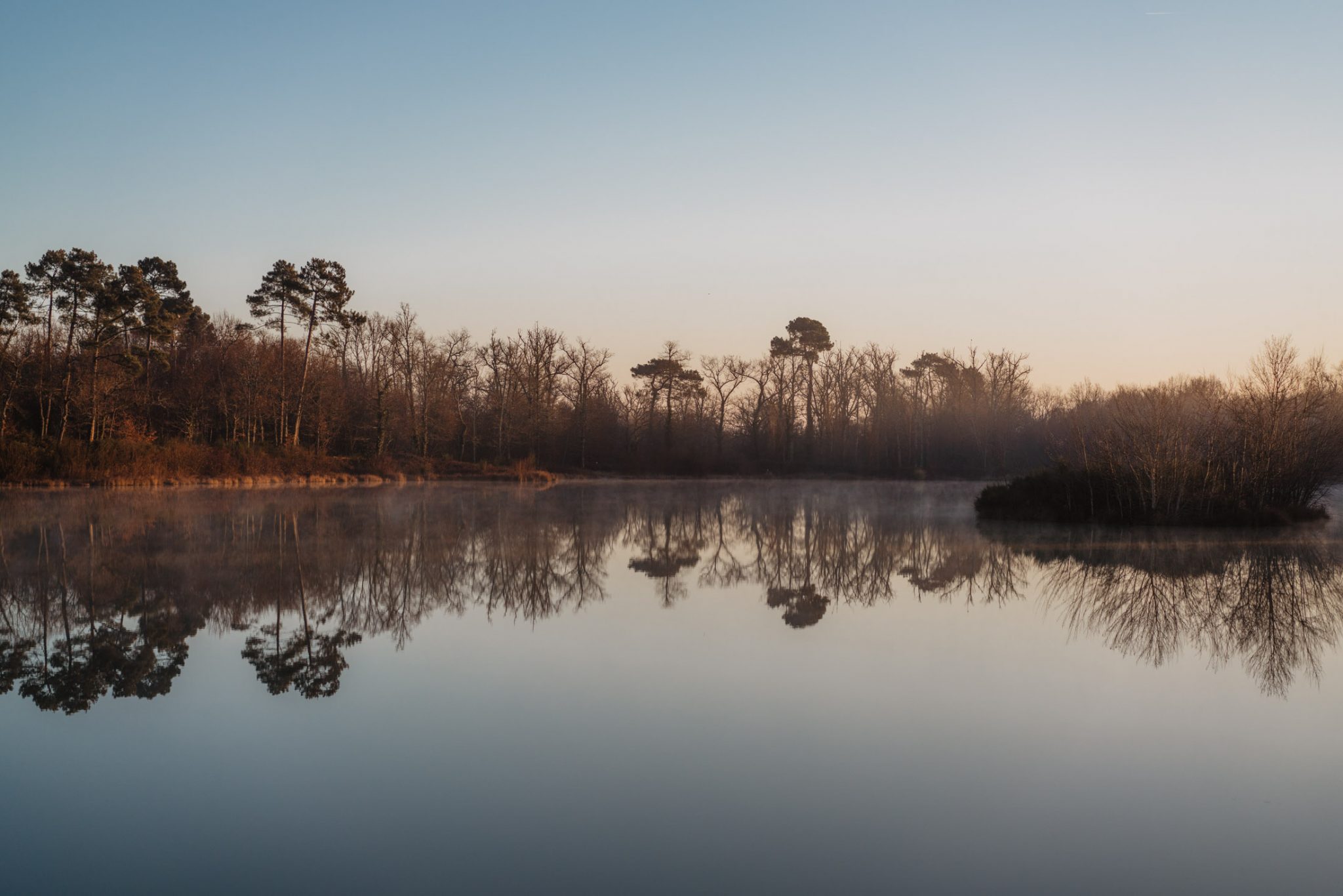 Photo d'hiver de l'étang de Bronturon à Avensan